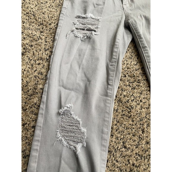 AMERICAN EAGLE Super Stretch X GRAY Denim Ripped Distressed Jegging Size 4 - Picture 8 of 11